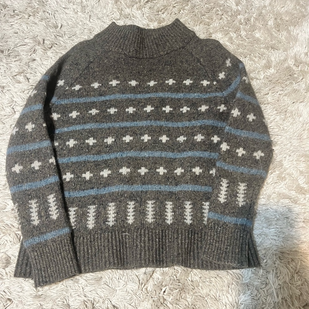 Pendleton Gray and Blue Patterned Sweater